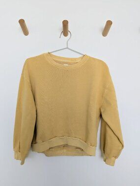 Gap Cropped Yellow Cotton Blend Sweater